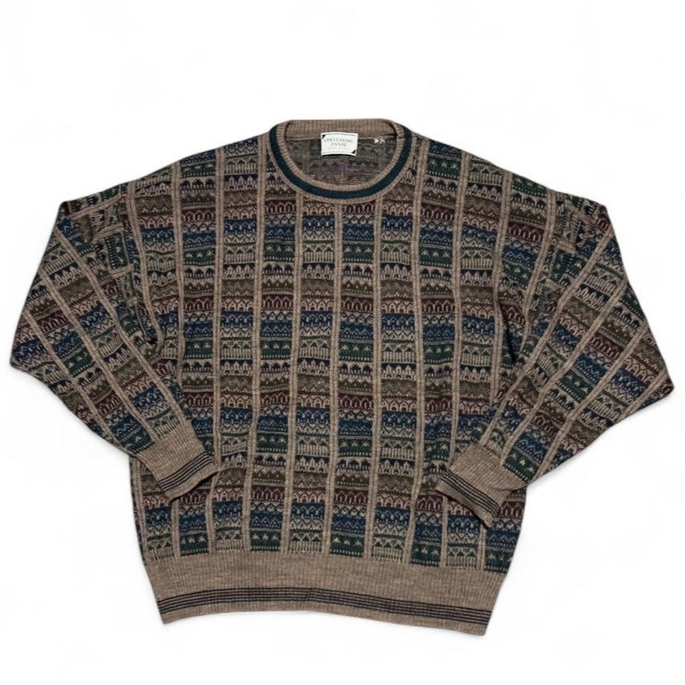 Vintage Sweater Men's Made In Italy Coogi Style Grandpa Geometric Retro Knit